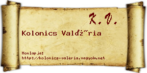 Kolonics Valéria névjegykártya